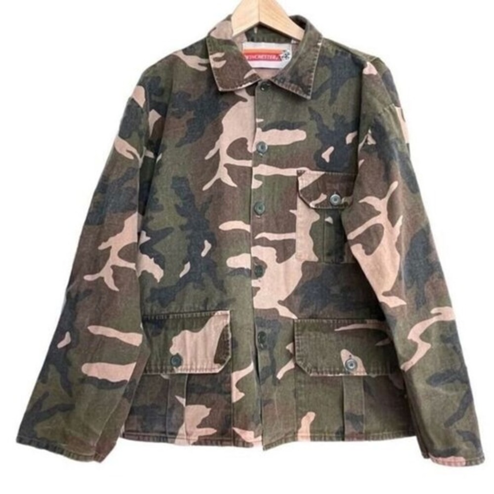 VTG Winchester Oversized Camo Army Grunge Streetwear Utility Cotton Jacket‎